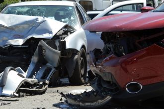Crash where two cars are involved