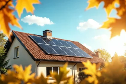 Solar panels on a house roof