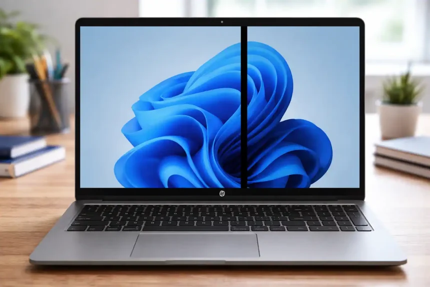 black line on laptop screen hp