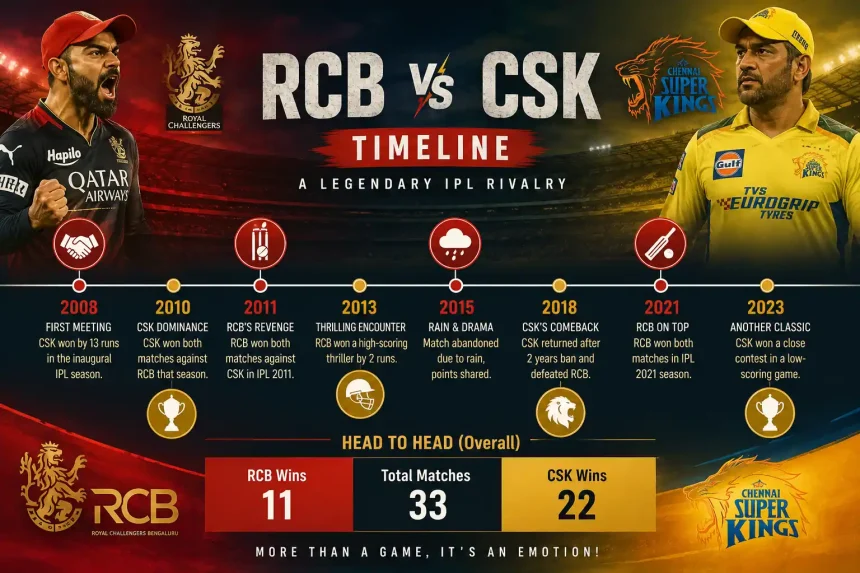 royal challengers bengaluru vs chennai super kings timeline